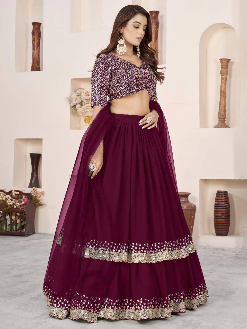 Anchal vol 2 Georgette Purple Lehenga choli wholesale market in Delhi